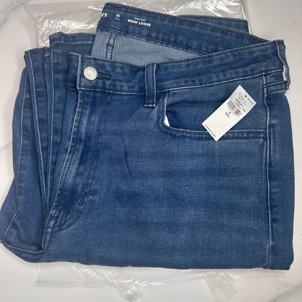 NWT Old Navy High Rise Wow Loose Jean, Sz 16 Tall , Medium Wash Jeans - Picture 10 of 12